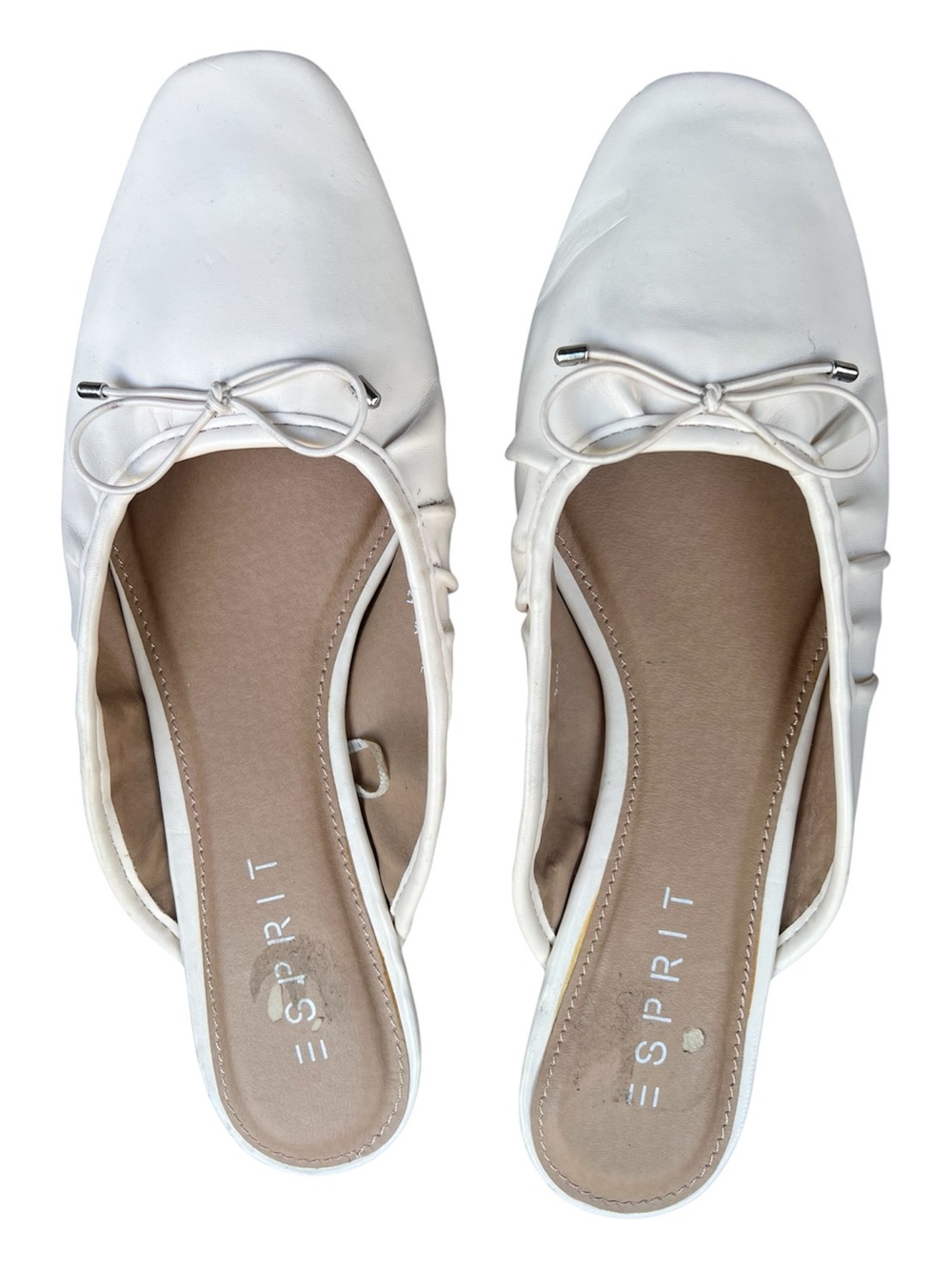 Esprit Women's Soft Cream Bow-Trim Accent Slip-On Mules Size 9.5